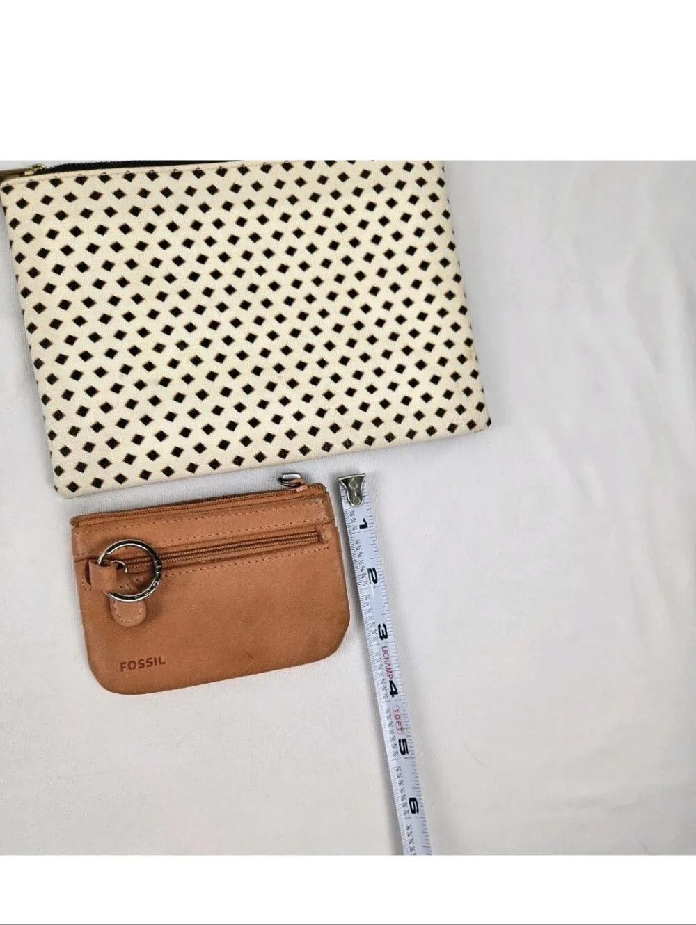 Fossil Women’s 1 Wristlet Accordion Coated Canvas B/W With Leather Coin Purse